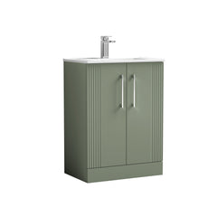 [BFPF825B] Belvide Retro Partial Fluted 2 Door Floor Standing Vanity Basin Unit with Minimalist Basin, Choice of Size and Colour - Cutout