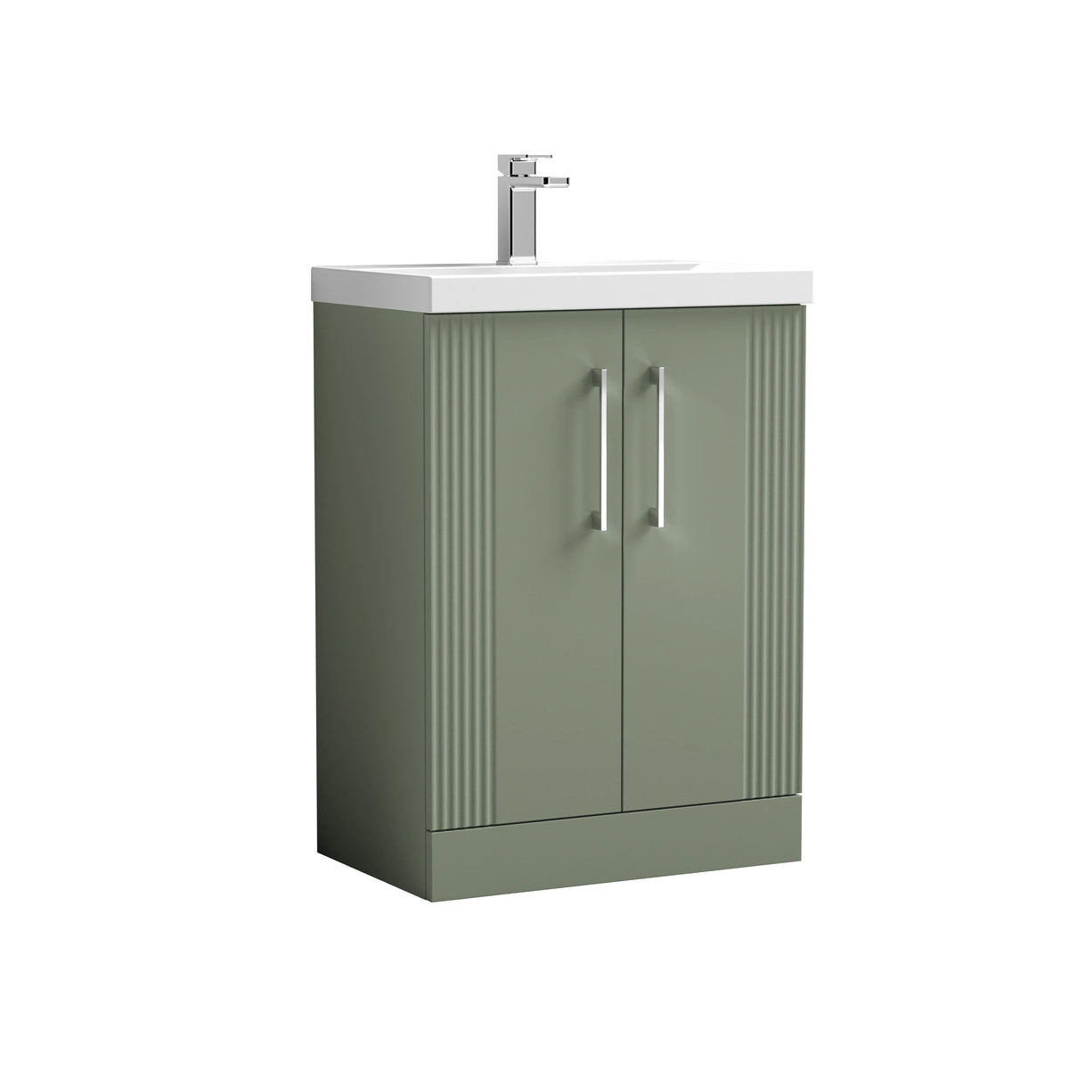 [BFPF825D] Belvide Retro Partial Fluted 2 Door Floor Standing Vanity Basin Unit with Thin-Edge Basin, Choice of Size and Colour - Cutout