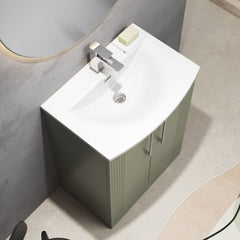 [BFPF825G] Belvide Retro Partial Fluted 2 Door Floor Standing Vanity Basin Unit with Curved Basin, Choice of Size and Colour - Lifestyle 2