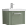 [BFPF891A] Belvide Partial Fluted 1 Drawer Wall Hung Vanity Unit with Mid-Edge 1 Tap Hole Ceramic Basin - Cutout