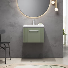 [BFPF891A] Belvide Partial Fluted 1 Drawer Wall Hung Vanity Unit with Mid-Edge 1 Tap Hole Ceramic Basin - Lifestyle 1