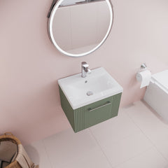 [BFPF891A] Belvide Partial Fluted 1 Drawer Wall Hung Vanity Unit with Mid-Edge 1 Tap Hole Ceramic Basin - Lifestyle 2