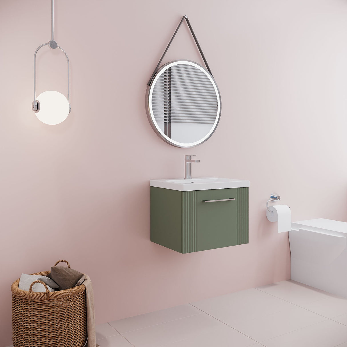 [BFPF891A] Belvide Partial Fluted 1 Drawer Wall Hung Vanity Unit with Mid-Edge 1 Tap Hole Ceramic Basin - Lifestyle 3