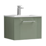 [BFPF891B] Belvide Retro Partial Fluted 1 Drawer Wall Hung Vanity Basin Unit with Minimalist Basin, Choice of Size and Colour - Cutout