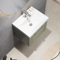 [BFPF891D] Belvide Retro Partial Fluted 1 Drawer Wall Hung Vanity Basin Unit with Thin-Edge Basin, Choice of Size and Colour - Lifestyle 2