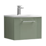 [BFPF891G] Belvide Retro Partial Fluted 1 Drawer Wall Hung Vanity Basin Unit with Curved Basin, Choice of Size and Colour - Cutout