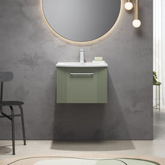[BFPF891G] Belvide Retro Partial Fluted 1 Drawer Wall Hung Vanity Basin Unit with Curved Basin, Choice of Size and Colour - Lifestyle 1