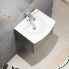 [BFPF891G] Belvide Retro Partial Fluted 1 Drawer Wall Hung Vanity Basin Unit with Curved Basin, Choice of Size and Colour - Lifestyle 2