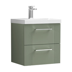 [BFPF892A] Belvide Partial Fluted 2 Drawer Wall Hung Vanity Unit with Mid-Edge 1 Tap Hole Ceramic Basin - Cutout