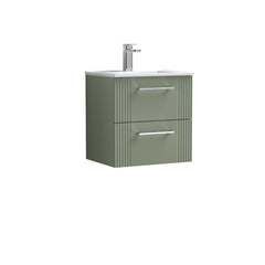 [BFPF892B] Belvide Retro Partial Fluted 2 Drawer Wall Hung Vanity Basin Unit with Minimalist Basin, Choice of Size and Colour - Cutout