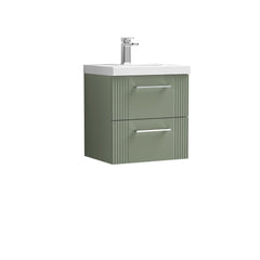 [BFPF892D] Belvide Retro Partial Fluted 2 Drawer Wall Hung Vanity Basin Unit with Thin-Edge Basin, Choice of Size and Colour - Cutout