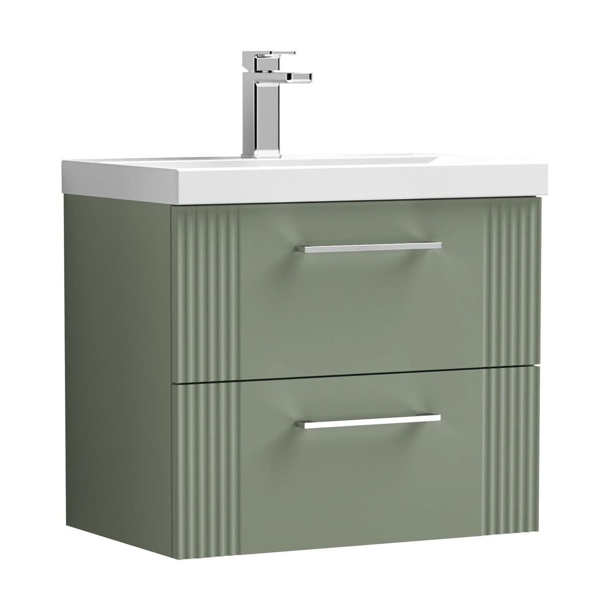 [BFPF893A] Belvide Partial Fluted 2 Drawer Wall Hung Vanity Unit with Mid-Edge 1 Tap Hole Ceramic Basin - Cutout