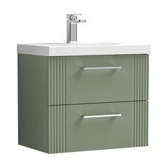 [BFPF893A] Belvide Partial Fluted 2 Drawer Wall Hung Vanity Unit with Mid-Edge 1 Tap Hole Ceramic Basin - Cutout