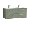 [BFPF893C] Belvide Retro Partial Fluted 4 Drawer Wall Hung Vanity Basin Unit with Double Polymarble Basin, Choice of Colour - Cutout