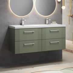 [BFPF893F] Belvide Retro Partial Fluted 4 Drawer Wall Hung Vanity Basin Unit with Double Ceramic Basin, Choice of Colour - Lifestyle 3