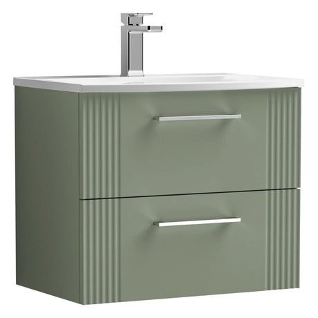 [BFPF893G] Belvide Retro Partial Fluted 2 Drawer Wall Hung Vanity Basin Unit with Curved Basin, Choice of Size and Colour - Cutout