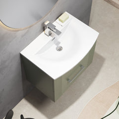 [BFPF893G] Belvide Retro Partial Fluted 2 Drawer Wall Hung Vanity Basin Unit with Curved Basin, Choice of Size and Colour - Lifestyle 2