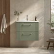 [BFPF893G] Belvide Retro Partial Fluted 2 Drawer Wall Hung Vanity Basin Unit with Curved Basin, Choice of Size and Colour - Silo