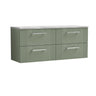 [BFPF893LBG2] Belvide Retro Partial Fluted 2 Drawer Wall Hung Vanity Unit with Bellato Grey Laminate Worktop, Choice of Colour - Cutout