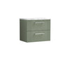 [BFPF893LCM] Belvide Retro Partial Fluted 2 Drawer Wall Hung Vanity Unit with Carrera Marble Laminate Worktop, Choice of Size and Colour - Cutout