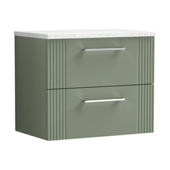[BFPF893LSW] Belvide Retro Partial Fluted 2 Drawer Wall Hung Vanity Unit with Sparkling White Laminate Worktop, Choice of Size and Colour - Cutout