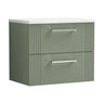 [BFPF893LSW] Belvide Retro Partial Fluted 2 Drawer Wall Hung Vanity Unit with Sparkling White Laminate Worktop, Choice of Size and Colour - Cutout
