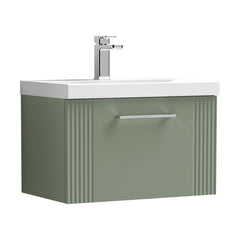 [BFPF894A] Belvide Partial Fluted 1 Drawer Wall Hung Vanity Unit with Mid-Edge 1 Tap Hole Ceramic Basin - Cutout