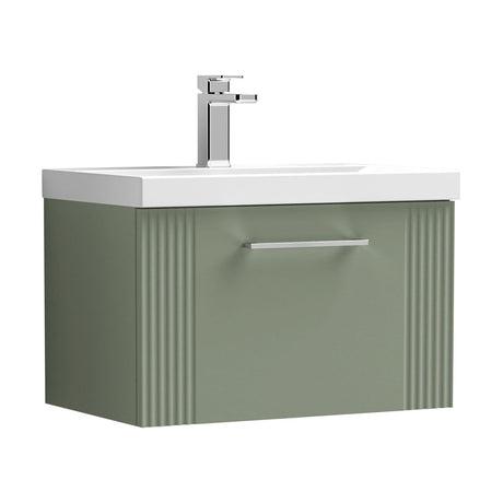 [BFPF894A] Belvide Partial Fluted 1 Drawer Wall Hung Vanity Unit with Mid-Edge 1 Tap Hole Ceramic Basin - Cutout