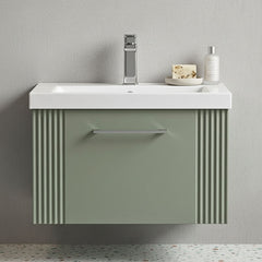 [BFPF894A] Belvide Partial Fluted 1 Drawer Wall Hung Vanity Unit with Mid-Edge 1 Tap Hole Ceramic Basin - Silo