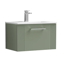 [BFPF894B] Belvide Retro Partial Fluted 1 Drawer Wall Hung Vanity Basin Unit with Minimalist Basin, Choice of Size and Colour - Cutout