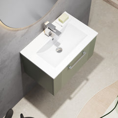 [BFPF894B] Belvide Retro Partial Fluted 1 Drawer Wall Hung Vanity Basin Unit with Minimalist Basin, Choice of Size and Colour