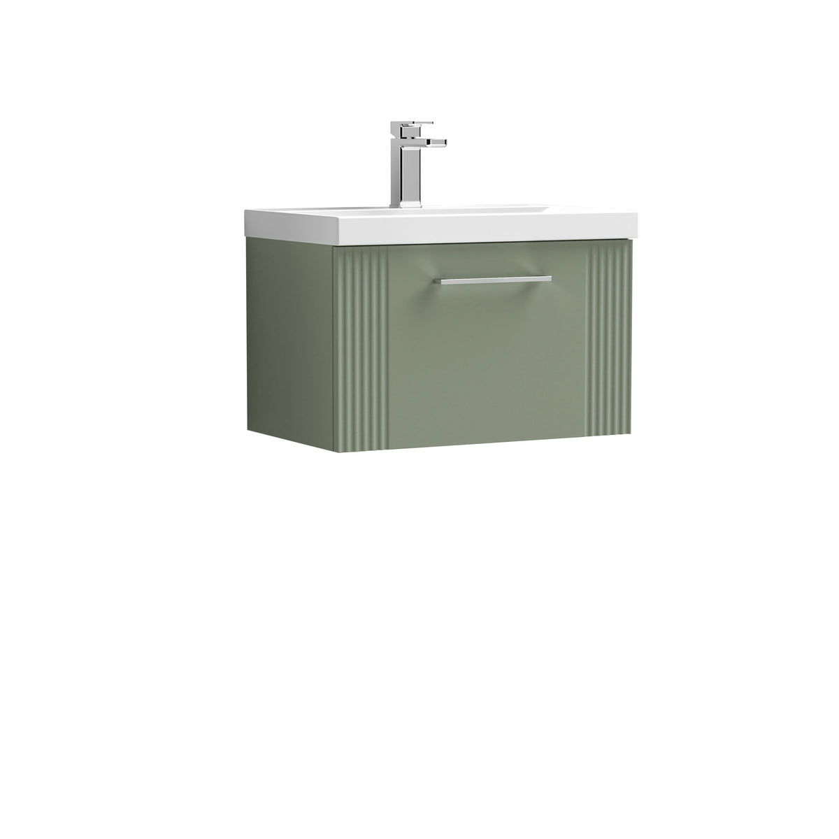 [BFPF894D] Belvide Retro Partial Fluted 1 Drawer Wall Hung Vanity Basin Unit with Thin-Edge Basin, Choice of Size and Colour - Cutout