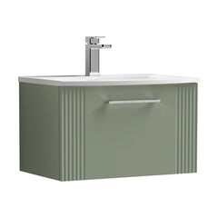 [BFPF894G] Belvide Retro Partial Fluted 1 Drawer Wall Hung Vanity Basin Unit with Curved Basin, Choice of Size and Colour - Cutout