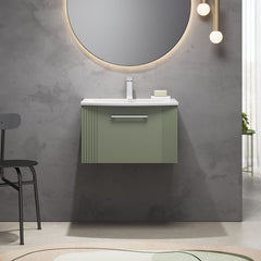 [BFPF894G] Belvide Retro Partial Fluted 1 Drawer Wall Hung Vanity Basin Unit with Curved Basin, Choice of Size and Colour - Lifestyle 1