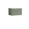 [BFPF894LCM] Belvide Retro Partial Fluted 1 Drawer Wall Hung Vanity Unit with Carrera Marble Laminate Worktop, Choice of Size and Colour - Cutout