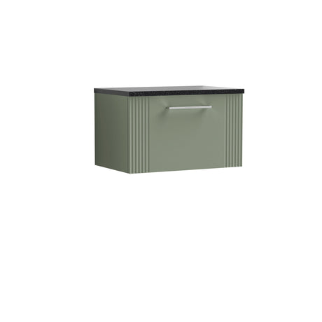 [BFPF894LSB] Belvide Retro Partial Fluted 1 Drawer Wall Hung Vanity Unit with Sparkling Black Laminate Worktop, Choice of Size and Colour - Cutout