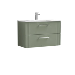 [BFPF895B] Belvide Retro Partial Fluted 2 Drawer Wall Hung Vanity Basin Unit with Minimalist Basin, Choice of Size and Colour - Cutout