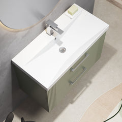 [BFPF895D] Belvide Retro Partial Fluted 2 Drawer Wall Hung Vanity Basin Unit with Thin-Edge Basin, Choice of Size and Colour - Lifestyle 2