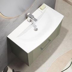 [BFPF895G] Belvide Retro Partial Fluted 2 Drawer Wall Hung Vanity Basin Unit with Curved Basin, Choice of Size and Colour - Lifestyle 2