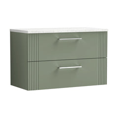 [BFPF895LSW] Belvide Retro Partial Fluted 2 Drawer Wall Hung Vanity Unit with Sparkling White Laminate Worktop, Choice of Size and Colour - Cutout