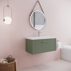 [BFPF896A] Belvide Partial Fluted 1 Drawer Wall Hung Vanity Unit with Mid-Edge 1 Tap Hole Ceramic Basin - Lifestyle 3
