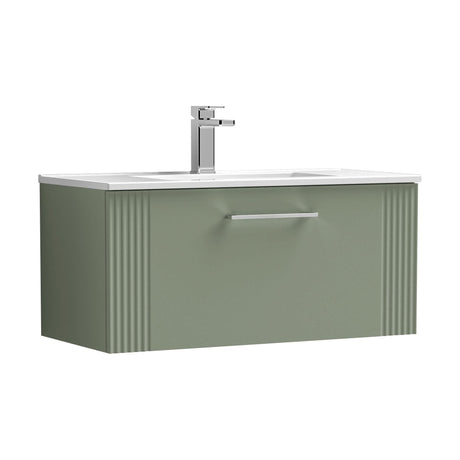[BFPF896B] Belvide Retro Partial Fluted 1 Drawer Wall Hung Vanity Basin Unit with Minimalist Basin, Choice of Size and Colour - Cutout