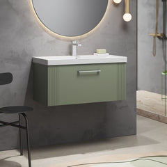 [BFPF896D] Belvide Retro Partial Fluted 1 Drawer Wall Hung Vanity Basin Unit with Thin-Edge Basin, Choice of Size and Colour - Lifestyle 3
