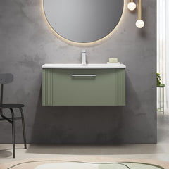 [BFPF896G] Belvide Retro Partial Fluted 1 Drawer Wall Hung Vanity Basin Unit with Curved Basin, Choice of Size and Colour - Lifestyle 1