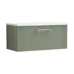 [BFPF896LSW] Belvide Retro Partial Fluted 1 Drawer Wall Hung Vanity Unit with Sparkling White Laminate Worktop, Choice of Size and Colour - Cutout