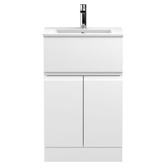 [BFRA101B] Mavesyn Contemporary 2 Door 1 Drawer Floor Standing Vanity Unit with Minimalist Basin - Choice of Size and Colour - Cutout