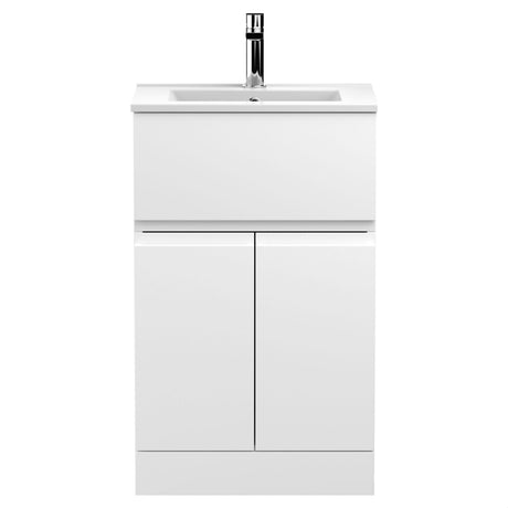 [BFRA101B] Mavesyn Contemporary 2 Door 1 Drawer Floor Standing Vanity Unit with Minimalist Basin - Choice of Size and Colour - Cutout