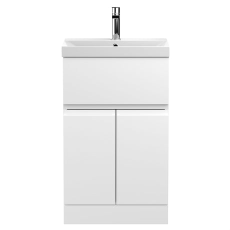 [BFRA101D] Mavesyn Contemporary 2 Door 1 Drawer Floor Standing Vanity Unit with Thin Edge Basin - Choice of Size and Colour - Cutout