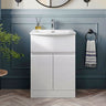 [BFRA101G] Mavesyn Contemporary 2 Door 1 Drawer Floor Standing Vanity Unit with Curved Basin - Choice of Size and Colour - Silo