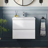 [BFRA102B] Mavesyn Contemporary 2 Drawer Wall Hung Vanity Unit with Minimalist Basin - Choice of Size and Colour - Silo